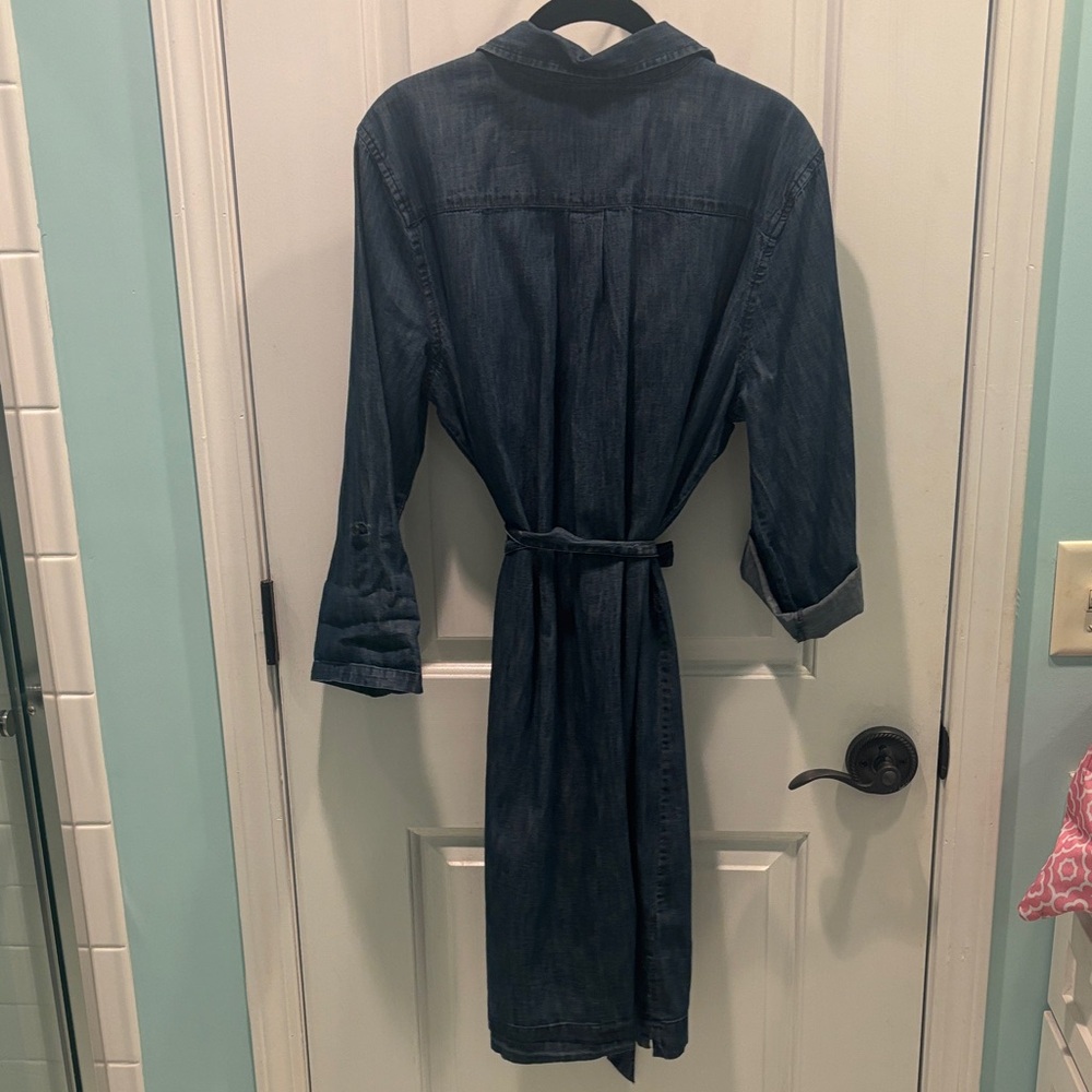 LOFT Indigo Denim Button-Up Dress - Picture 3 of 4